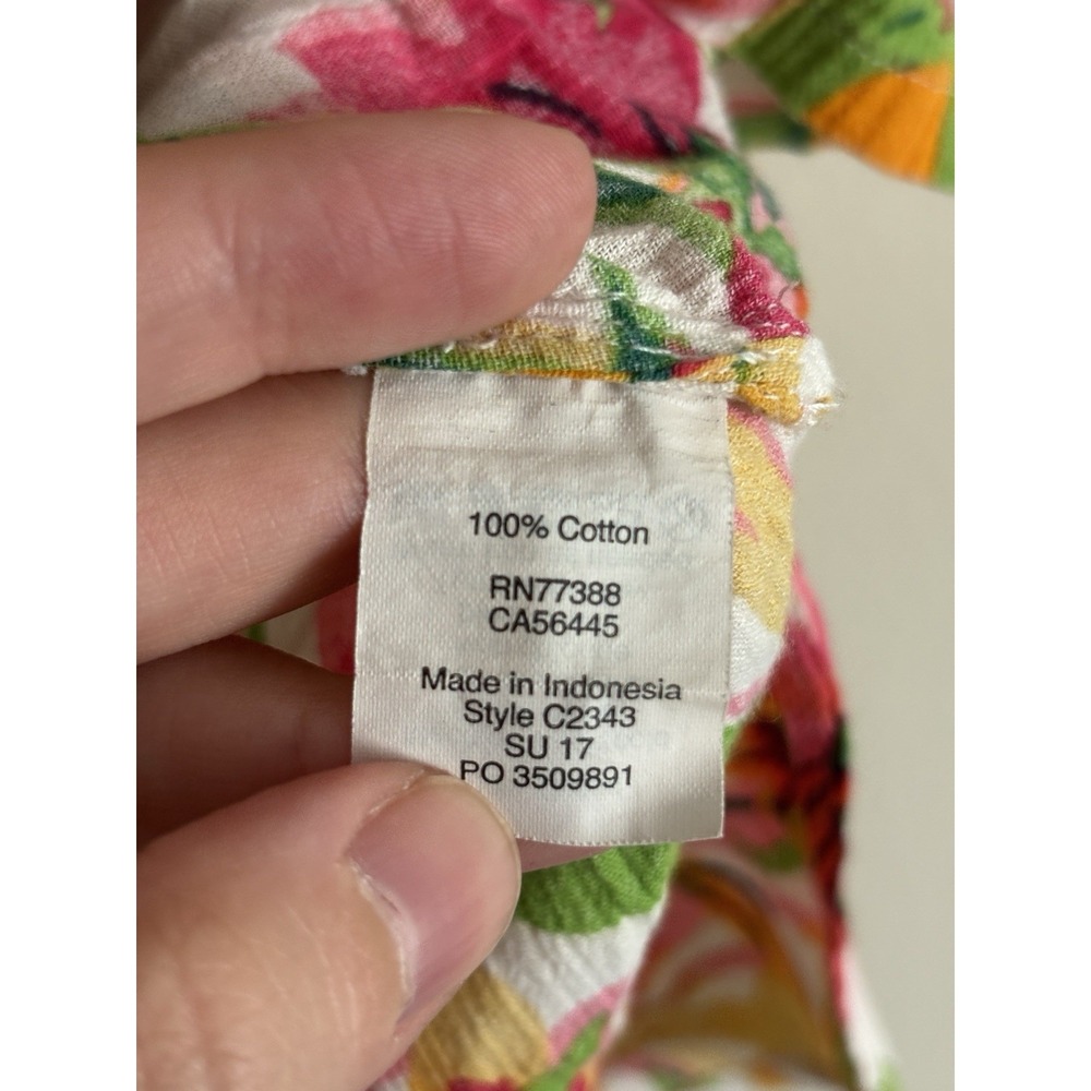 J Crew Tissue Tunic Tropical‎ Floral Vacation Cotton Pink Green Small 6 Beach - Picture 4 of 6